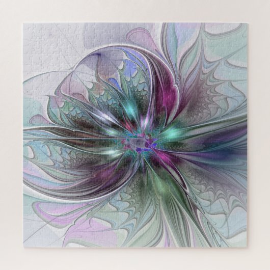 Puzzle Fantaisie Abstraite Moderne Fleur Fractale Colorée (Vertical)
