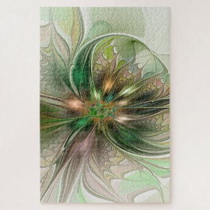 Puzzle Fantaisie Abstraite Moderne Fleur Fractale Colorée