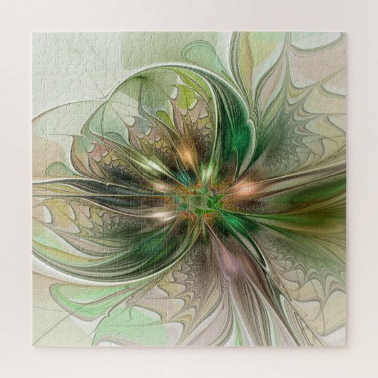 Puzzle Fantaisie Abstraite Moderne Fleur Fractale Colorée (Vertical)