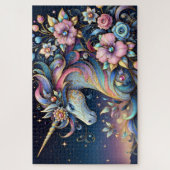 Puzzle Fantaisie de nuit de licorne florale (Vertical)