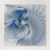 Puzzle Fantaisie dynamique Abstrait Tons bleus Art fracta (Horizontal)