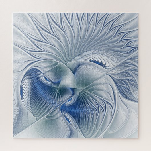 Puzzle Fantaisie dynamique Abstrait Tons bleus Art fracta (Vertical)