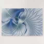 Puzzle Fantaisie dynamique Abstrait Tons bleus Art fracta (Horizontal)