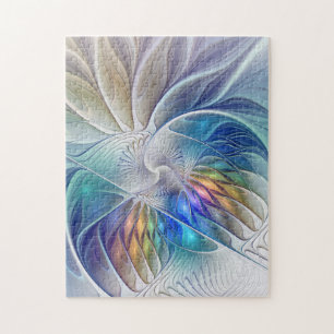 Puzzle Fantaisie florale, fleur fractale abstraite coloré