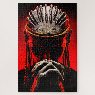 Puzzle Fantaisie Tribale Sombre Guerrier Priant