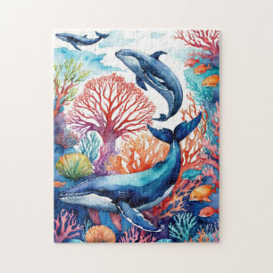 Puzzle Fantaisie tropicale Baleines dans l'océan marin