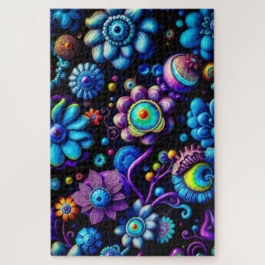 Puzzle Fantastique florale - Flore Alien vibrante (Vertical)