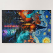 Puzzle Fantasy Castle Starry Night Magical Painting (Horizontal)