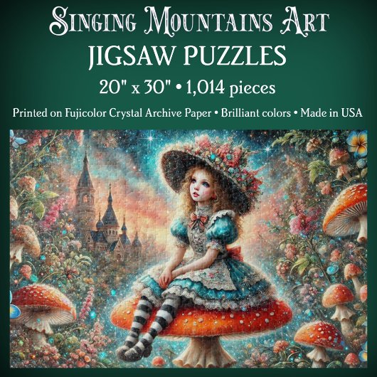 Puzzle Fantasy Wonderland Alice On Mushroom