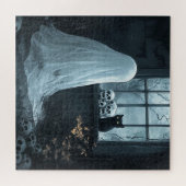 Puzzle Fantôme d'Halloween, chat et Skuls (Horizontal)