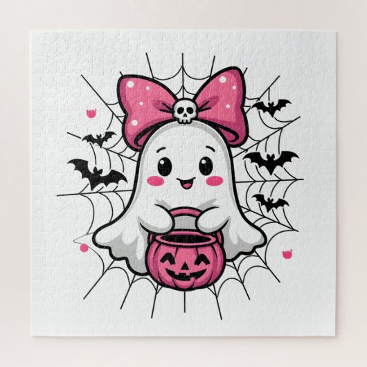 Puzzle Fantôme éffrayant avec Pink Bow Sensibilisation au (Vertical)