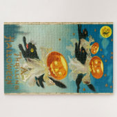 Puzzle Fantômes Citrouilles vintages d'Halloween et chats (Horizontal)
