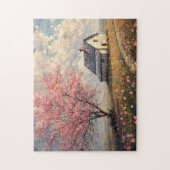 Puzzle Farmstead rustique avec arbre à fleurs (Vertical)