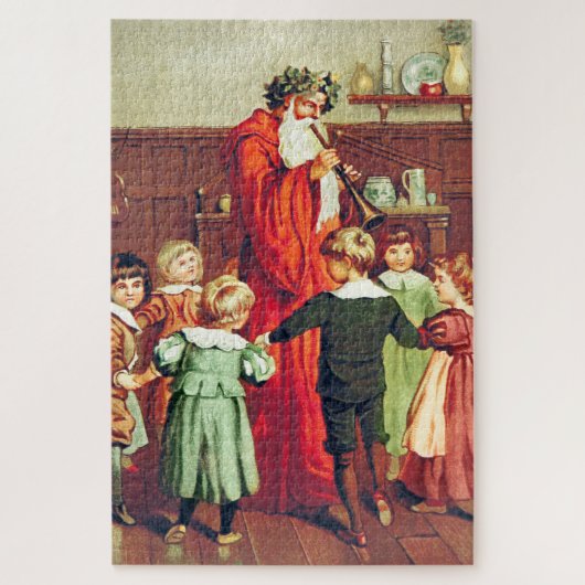Puzzle Father Christmas Blowing The Horn (Vertical)