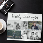 Puzzle Father with Kids and Family Dad Photo Collage<br><div class="desc">Père avec enfants et famille papa Photo Collage puzzle. Collage de 6 photos, le nom du père avec un message doux dans un script tendance et les noms des enfants qui superposent les photos. Ajoutez vos 6 photos de famille préférées. Bon sang et un cadeau pour l'anniversaire, la fête des...</div>