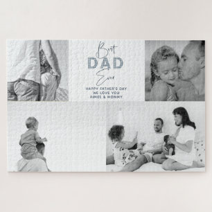Puzzle Father's Day Best Father Ever 4 Photo Dusty Blue