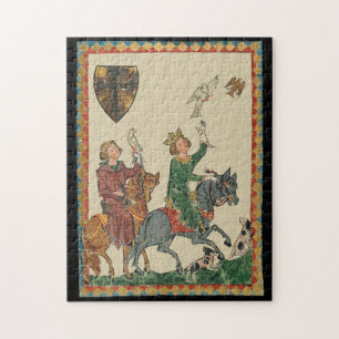 Puzzle Fauconnerie, Codex Manesse du XIVe siècle