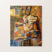 Puzzle Fauteuil de Noël fantaisiste illustrant des balais (Vertical)