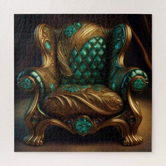 Puzzle Fauteuil Luxueux Vert Et Or (Vertical)