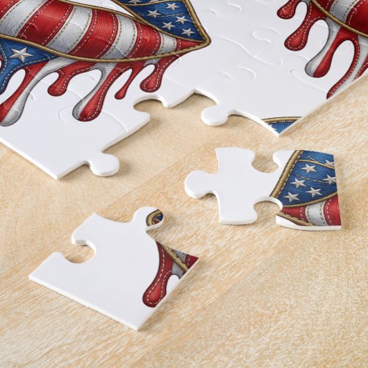 Puzzle Faux Broderie Or Patriote Lèvres (Côté)