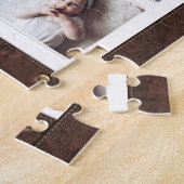 Puzzle Faux Brown cadre en cuir papa photo Collage (Côté)