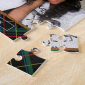 Puzzle Faux Brown cuir rouge et vert Tartan Noël (Côté)