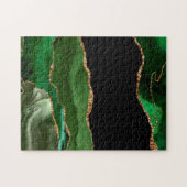 Puzzle Faux Emerald Green Marbled Agate Contemporary (Horizontal)