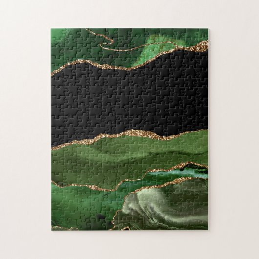 Puzzle Faux Emerald Green Marbled Agate Contemporary (Vertical)