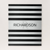 Puzzle Faux Silver Ombre Stripes et Black (Vertical)