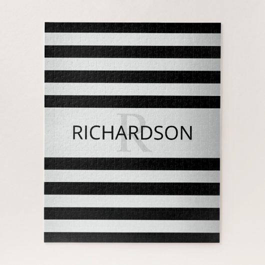 Puzzle Faux Silver Ombre Stripes et Black (Vertical)