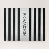 Puzzle Faux Silver Ombre Stripes et Black (Horizontal)