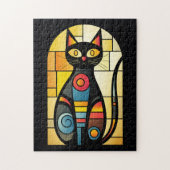 Puzzle Faux Stained Glass Cat (Vertical)