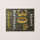 Puzzle Faux Wood, Faux Gold 30e anniversaire + Nom person (Horizontal)
