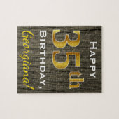 Puzzle Faux Wood, Faux Gold 35e anniversaire + Nom person (Horizontal)