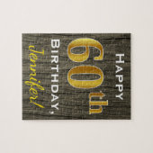 Puzzle Faux Wood, Faux Gold 60e anniversaire + Nom person (Horizontal)