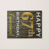 Puzzle Faux Wood, Faux Gold 67e anniversaire + Nom person (Horizontal)