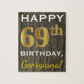 Puzzle Faux Wood, Faux Gold 69e anniversaire + Nom person (Vertical)