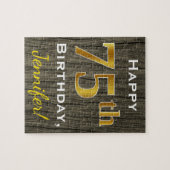 Puzzle Faux Wood, Faux Gold 75e anniversaire + Nom person (Horizontal)