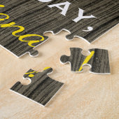 Puzzle Faux Wood, Faux Gold 77e anniversaire + Nom person (Côté)