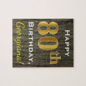 Puzzle Faux Wood, Faux Gold 80e anniversaire + Nom person (Horizontal)