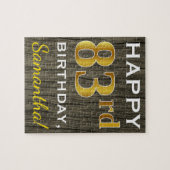 Puzzle Faux Wood, Faux Gold 83e anniversaire + Nom person (Horizontal)