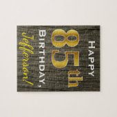 Puzzle Faux Wood, Faux Gold 85e anniversaire + Nom person (Horizontal)