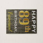 Puzzle Faux Wood, Faux Gold 89e anniversaire + Nom person (Horizontal)