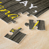 Puzzle Faux Wood, Faux Gold 90e anniversaire + Nom person (Côté)