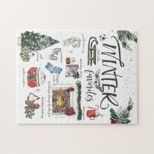 Puzzle Favoris hivernaux tendance | Illustrations d'aquar (Horizontal)