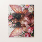 Puzzle Fée À Peau Noire Avec Ailes Roses Art (Vertical)