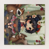 Puzzle Fée Chibi mangeant des mûres avec un ami de la for (Horizontal)