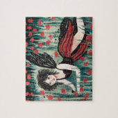 Puzzle Fée dans une aquarelle de prairie fleurie (Vertical)