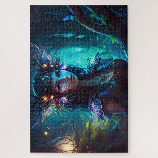 Puzzle Fée de forêt créatures magiques lumineuses papillo (Vertical)