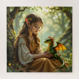 Puzzle Fée Elfe Enchantée et Dragon